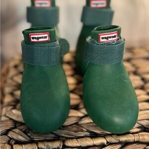 Cute set of puppy rain, boots, and little puppy gripper socks